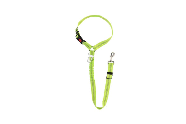 3-in-1 Removable Dog Seat Belt Harness for Car Retractable Reflective Bungee Dog Seatbelt Green