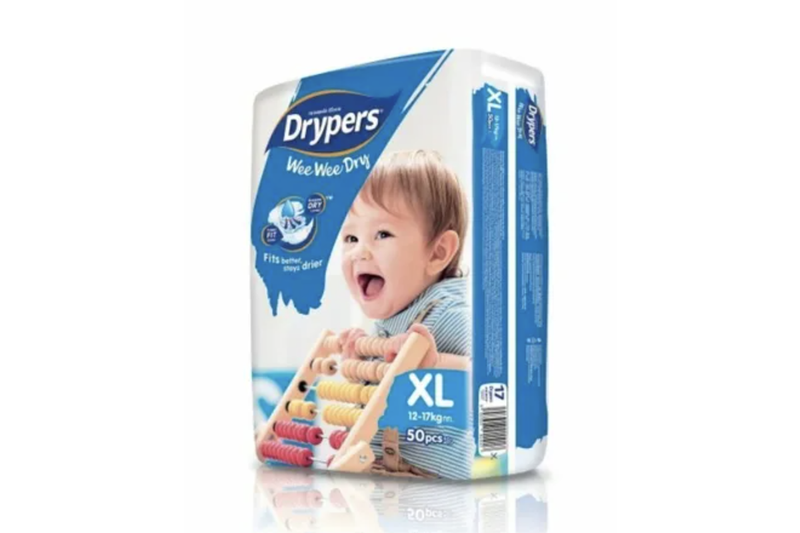 50pk Drypers Wee Wee Dry Disposable Diapers Nappies Nappy - XL 12-17kg