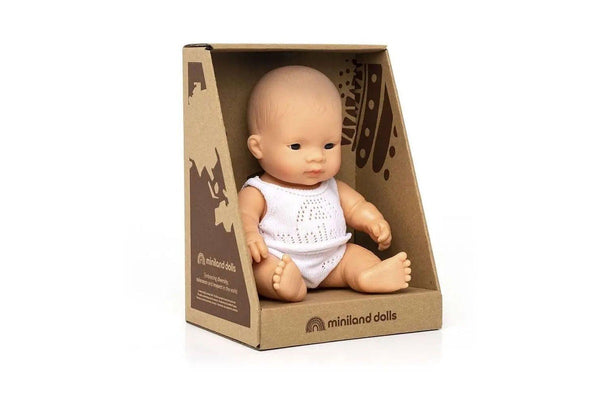 Miniland Baby Doll Asian Boy 21cm Lifelike Realistic Kids Pretend Play Toy 10m+