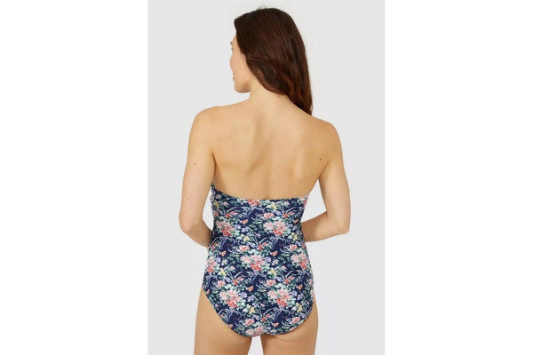 Debenhams Womens/Ladies Floral Bandeau One Piece Swimsuit (Navy) (8 UK)