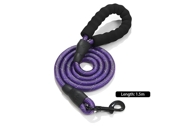 ZOOMIES 1.5M Reflective Threads Dog Leash with Padded Handle - Purple