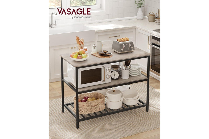 VASAGLE Kitchen Island with 3 Shelves - Greige/Black