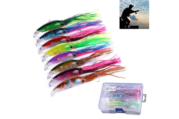 8 Piece Octopus Squid Shaped Hard Baits For Sea And Freshwater Fishing