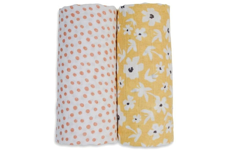 Lulujo: Cotton Swaddles - Wildflowers & Dots (2 Pack)