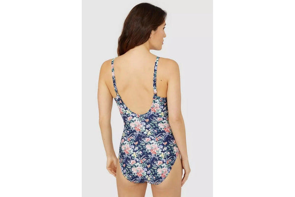 Debenhams Womens/Ladies Floral Twisted One Piece Swimsuit (Navy) (10 UK)