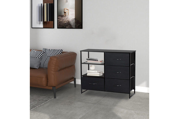 Ovela 4 Drawer Storage Chest With Shelf - Nordic Black