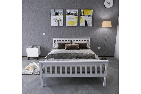 Beckham Double Solid Wooden Bed Frame - White