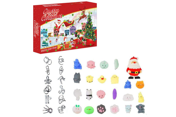 Kids 24Pcs Brain Teaser Puzzles Toys Advent Calendar Christmas Countdown Calendar Gift Box Style 2