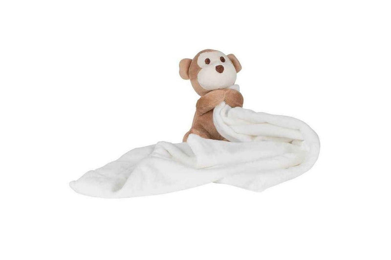 Mumbles Monkey Baby Blanket (Cream/Brown) (33cm x 33cm)