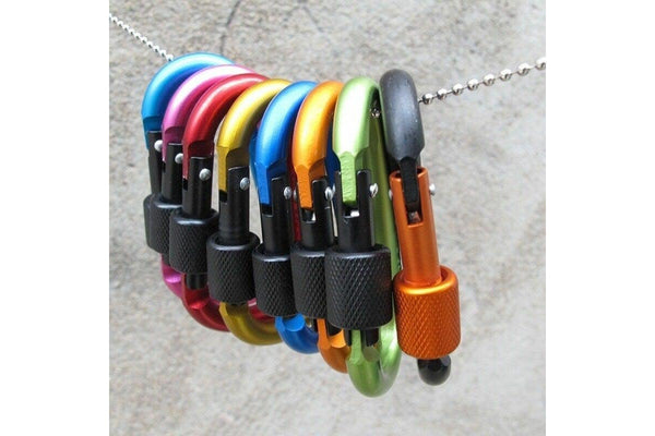 Outdoor Aluminum Carabiner D Ring Key Chain Clip Hook Buckle Black - Standard