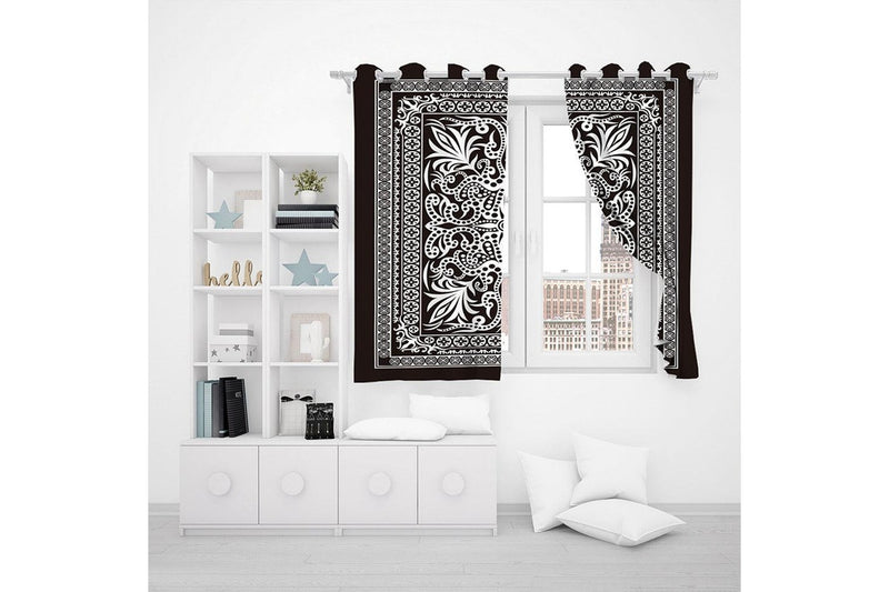 1 Pair of Blackout Fabric 3D Printed Curtains Thermal Insulated Curtains Black