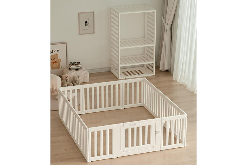 2-in-1 Convertible Baby Fence Play Pen - 180cm x 200cm (White)