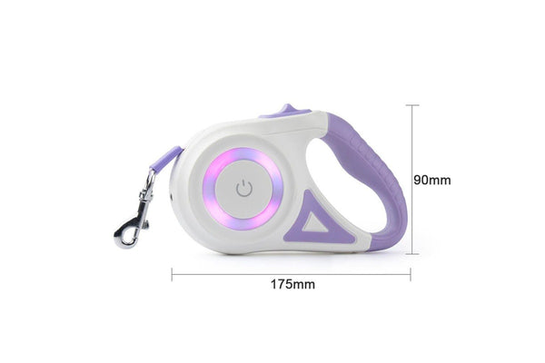 Vibe Geeks 3m Retractable Durable Nylon Pet Leash With Led Lights