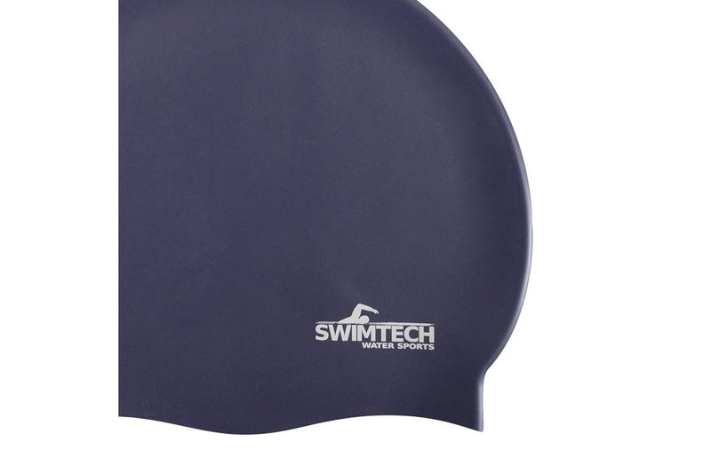 SwimTech Unisex Adult Silicone Swim Cap (Navy) (One Size)