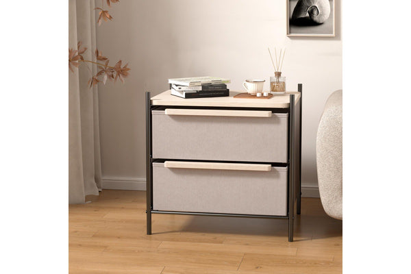 Fraser Country 2 Drawer Byra Nightstand - Light Grey & Black