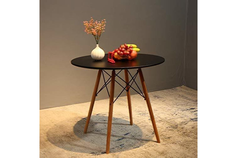 Fraser Country: Elegant Round Dining Table with Beech Wooden Legs - Black