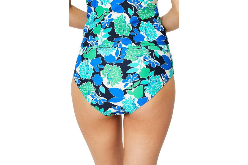 Gorgeous Womens/Ladies Bold Blooms Tummy Control Tankini Set (Blue/Green) (12 UK)