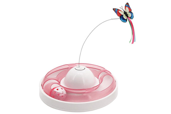 Butterfly Turntable - Interactive Pet Toy (Pink)