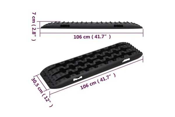 Traction Boards 2 Pcs Black 106x30.5x7 Cm Nylon Xobiia