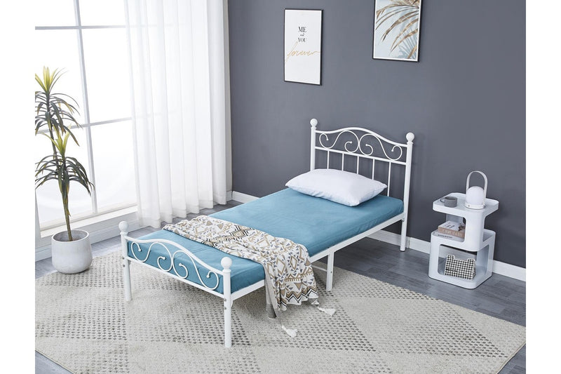 Fraser Country Single Metal Bed Frame - White