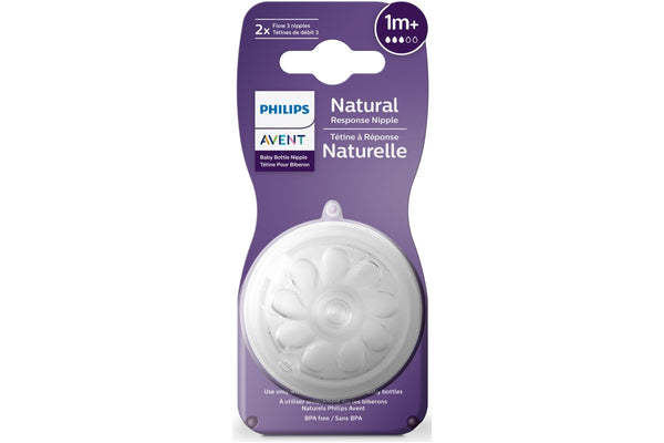 Avent: Natural Response Teat - 1m+ Flow 3 (2 Pack)