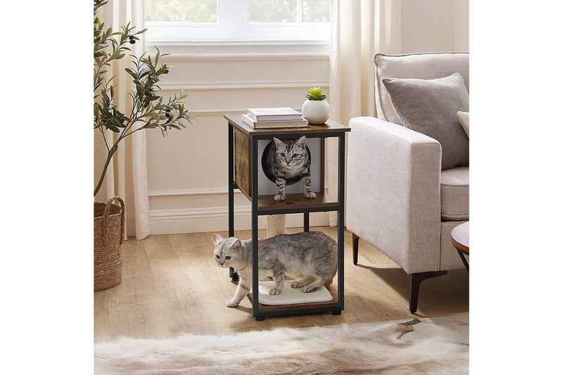 VASAGLE Feandrea Cat Tree and End Table - Rustic Brown