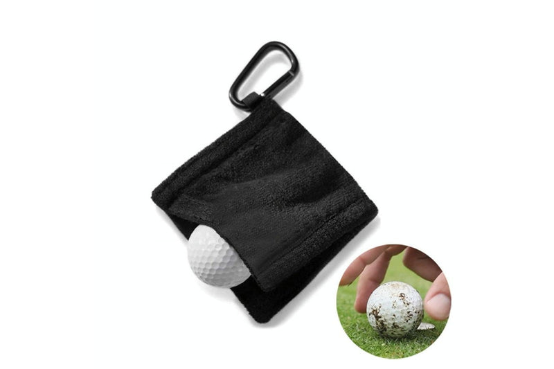 Microfiber Fleece Lining Golf Ball Cleaning Towel With Carabiner Hook Grey