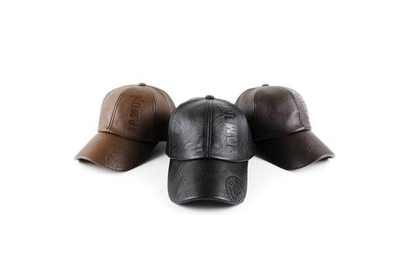 9553 Men Pu Leather Baseball Cap Deep Coffee - Standard