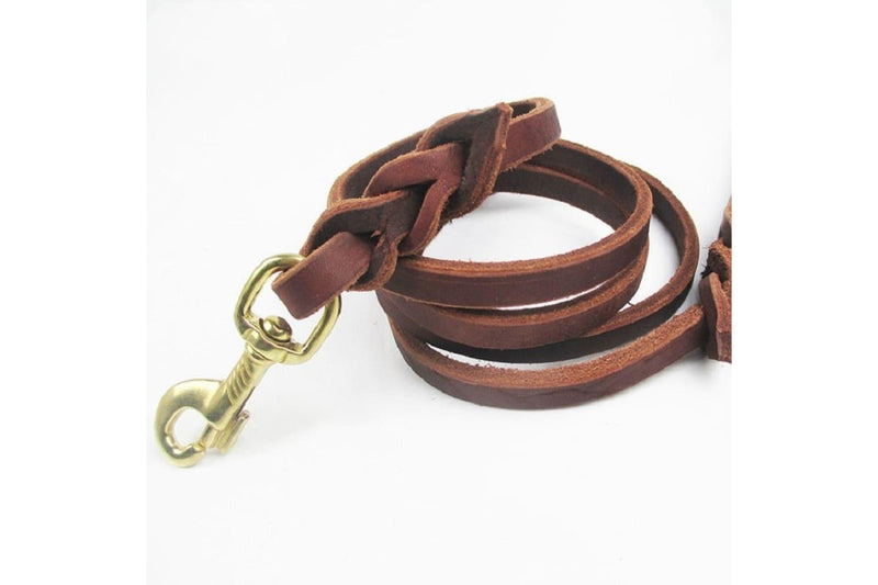 1.8m 2.8m Braided Real Leather Dog Leash