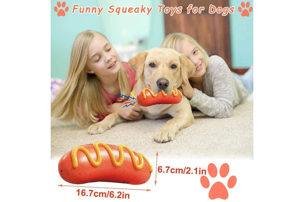 Tough Rubber Dog Chew Toy Squeaky Grilled Sausage Design