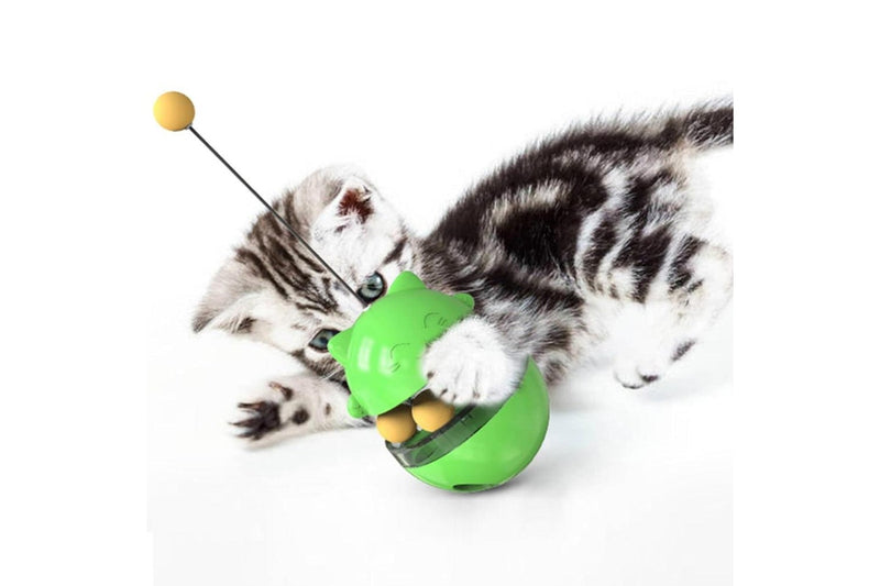 Pet Cat Treat Dispenser Ball Tumbler Interactive Puzzle Ball Pet Slow Feeder Toy Green