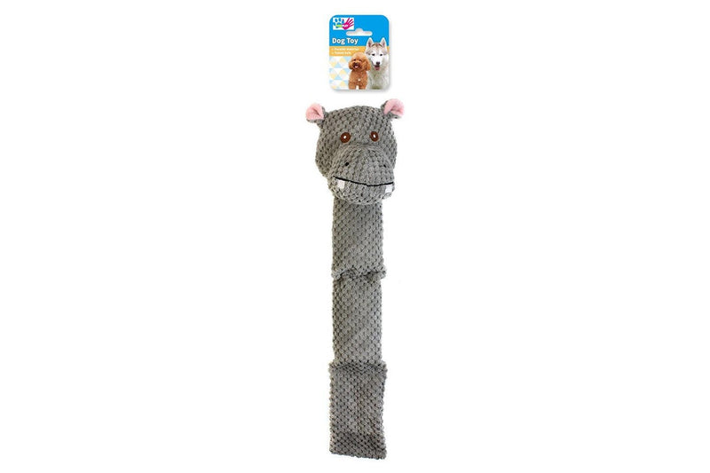 Paw Play 48cm Plush Squeak Squeaking Hippo Pet Dog Cat Playing Chew Toy Grey