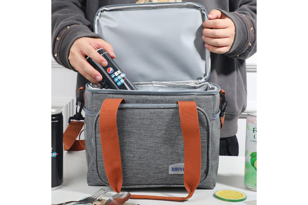 Portable Lunch Bag Thermal Insulated Food Container Cooler Bag for Outdoor Camping Work School Grey