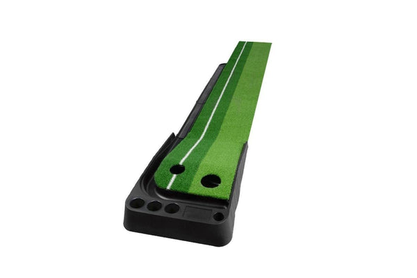 Golf Putting Mat Push Rod Trainer 2.5M With Three Soft Balls & Three Bicolor Balls & Auto Ball Return Fairway Green