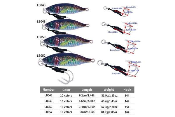 30g 10 Colour Set Of Slow Cranking Sea Fishing Lures With Iron Plate Lead Fish Design