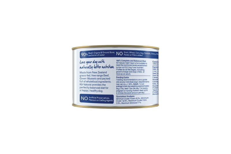 K9 Natural: Canned Dog Food, Beef 170g (12 pack)