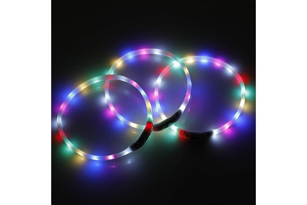 2 X Yes4pets Small 40Cm Led Dog Collar Usb Rechargeable Night Glow Flashing Light Up Safety Pet Collars