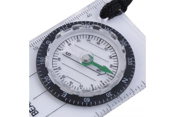 Mini Baseplate Compass Map Scale Ruler For Outdoor Camping Hiking Transparent - Standard