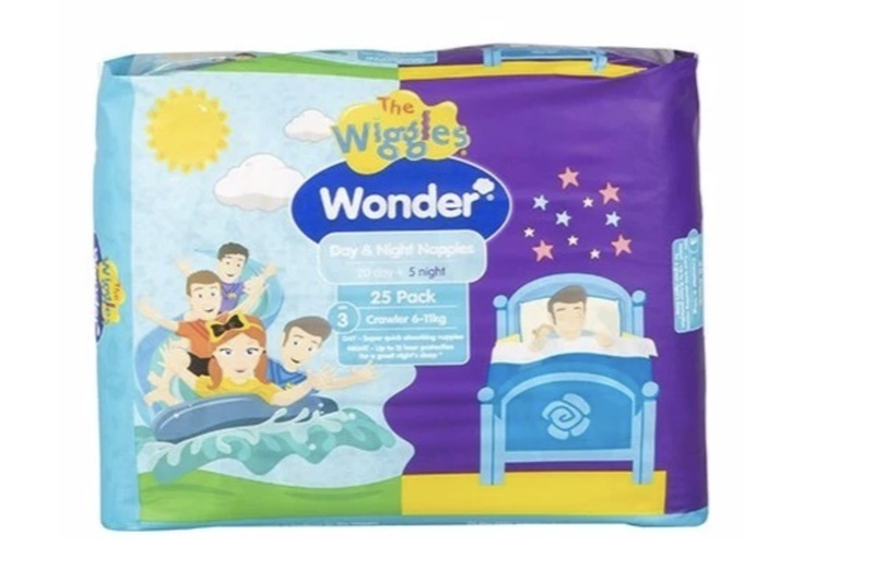 Wonder Pk25 the Wiggles Day & Night Nappies Diapers Crawler 6 - 11 Kg Size 3