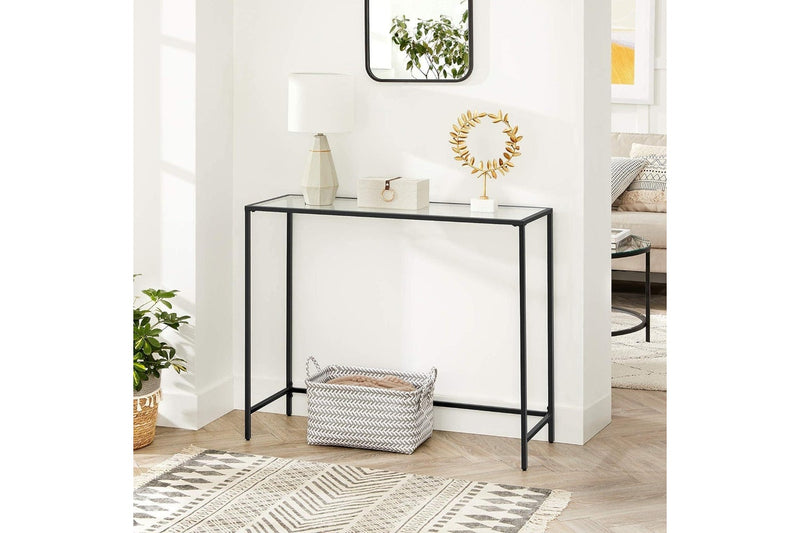 VASAGLE 1M Console Table with Tempered Glass - Black