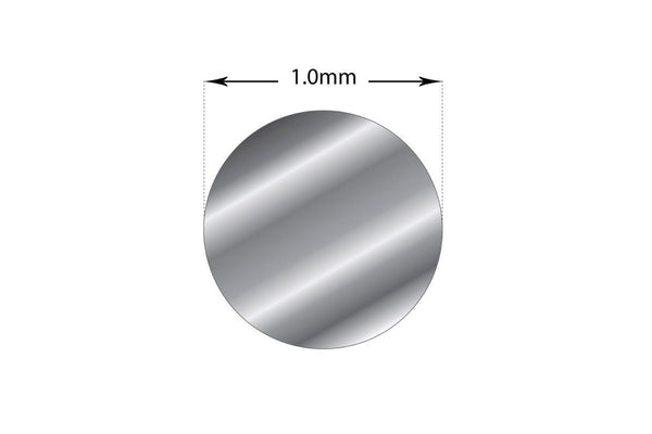 1m Sterling Silver 1mm - Hard Round Wire Rod 18 Gauge Jewellery Craft