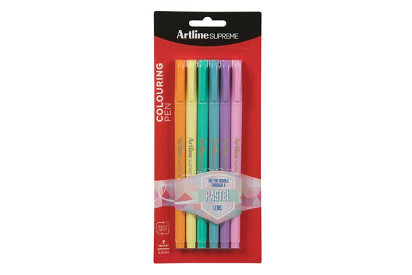 2x 6pc Artline Supreme 0.6mm Fine Point Pens Art Crafts Assorted Pastel Colours