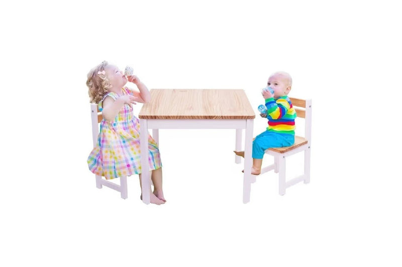 TikkTokk: Little Boss Square Table & Chairs Set - White/Natural