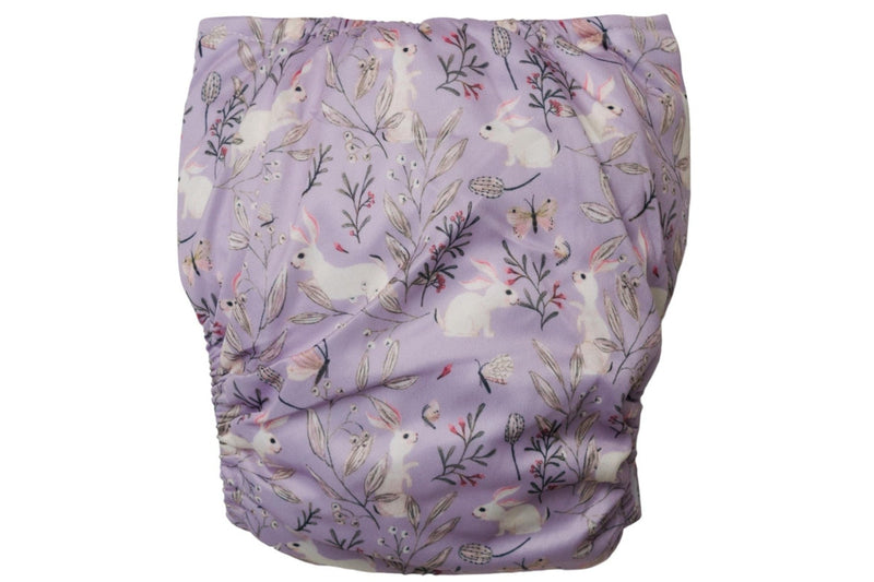 Nestling: Sassy Simple Nappy Complete - Lilac Bunnies (One Size)