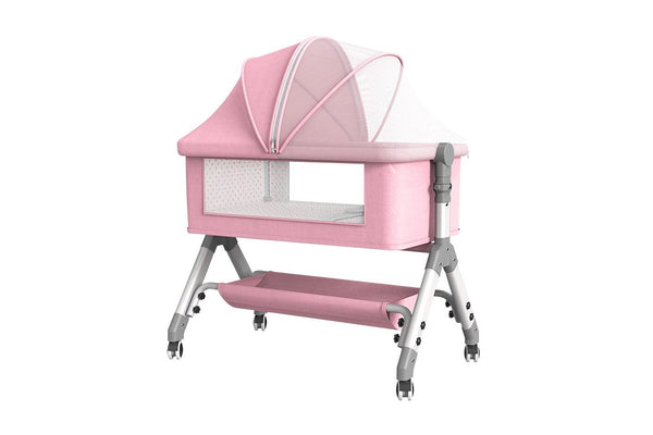 Bopeep Baby Cot Bed Crib Portable Bassinet Safety Fence Adjustable Bedside Pink