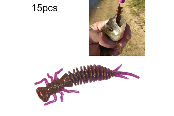 15 Piece 8 Colour Soft Silicone Larvae Bait 100mm Size