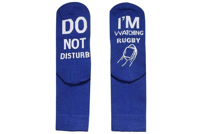 Pair of I'M WATCHING Unisex RUGBY Rugby Socks for Football Lover Blue