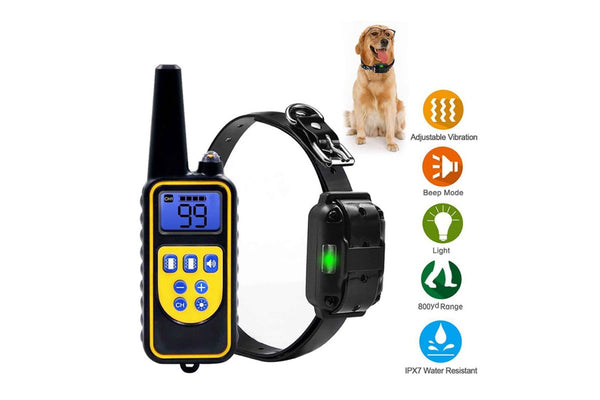 Dog Bark Collar - 1x 800m Range Receiver Vibration Sound Light Training Device