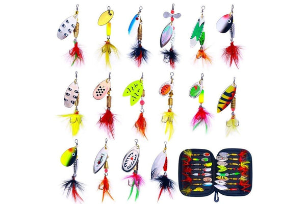 16 Piece Metal Sequin Fishing Lure Set With Spinning Dummy Bait