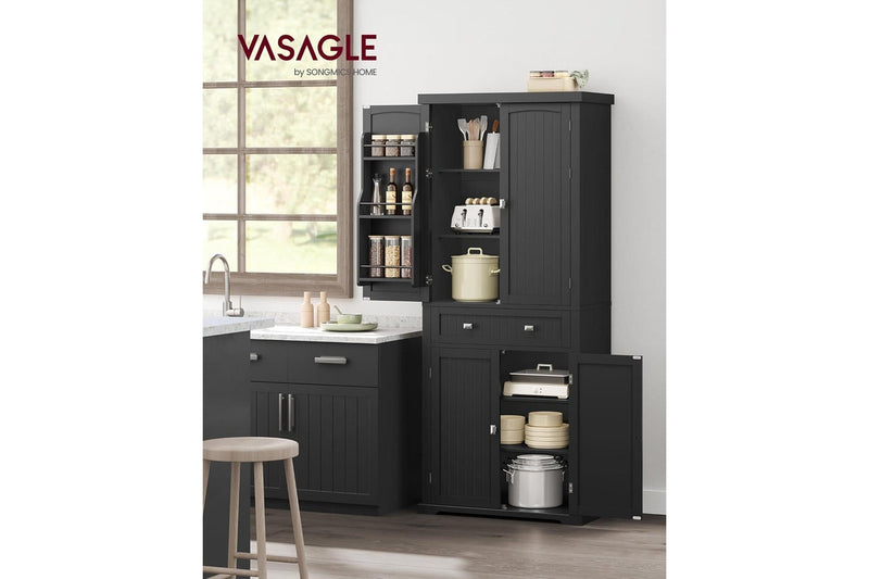 VASAGLE Freestanding Pantry Cabinet - Black